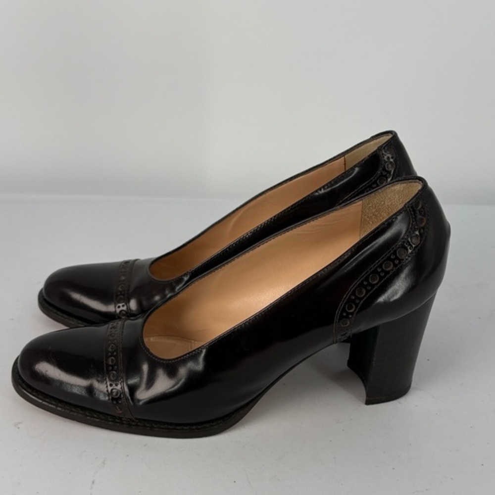 🕊️ vintage 8.5N  Anne Klein II spectator Dark Brown  Leather block Heels